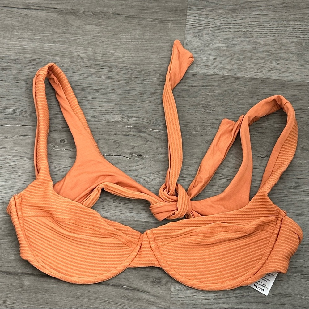 L*space underwire ribbed bikini swim top orange size xl women’s